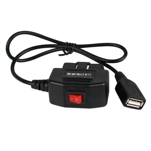 Alt view image 3 of 6 - 24 Hours Parking Monitoring 5V 3A USB Car Charge Cable OBD Hardwire Kit with Switch Wire for Dash Cam Camcorder Vehicle DVR