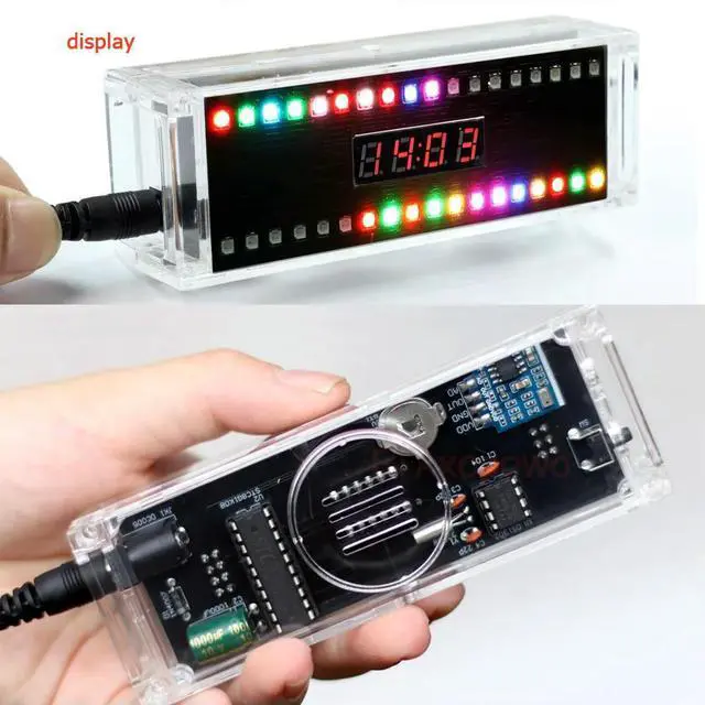 Alt view image 3 of 3 - diy electronic soldering kit digital clock voice control music spectrum display RGB LEDs USB 5V input