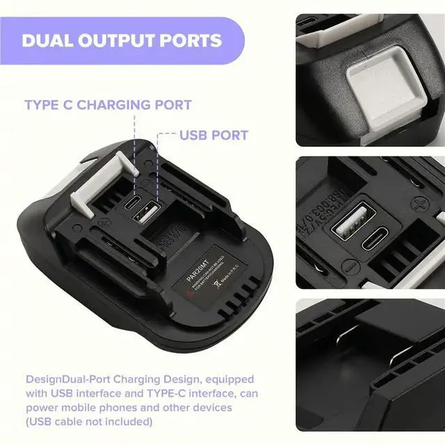Alt view image 2 of 3 - Adapter With Silicone Cover TYPE-C For Parkside 20V Li- Batteries For 18V/20V Power Tools