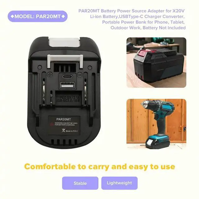 Alt view image 3 of 3 - Adapter With Silicone Cover TYPE-C For Parkside 20V Li- Batteries For 18V/20V Power Tools