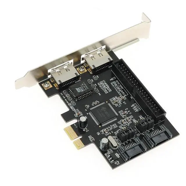 Alt view image 3 of 6 - 2 Port SATA IDE PCI E Adapter Card PCI E To SATA IDE ESATA X2 Combo Adapter Converter RAID Controller Card Chip JMB363