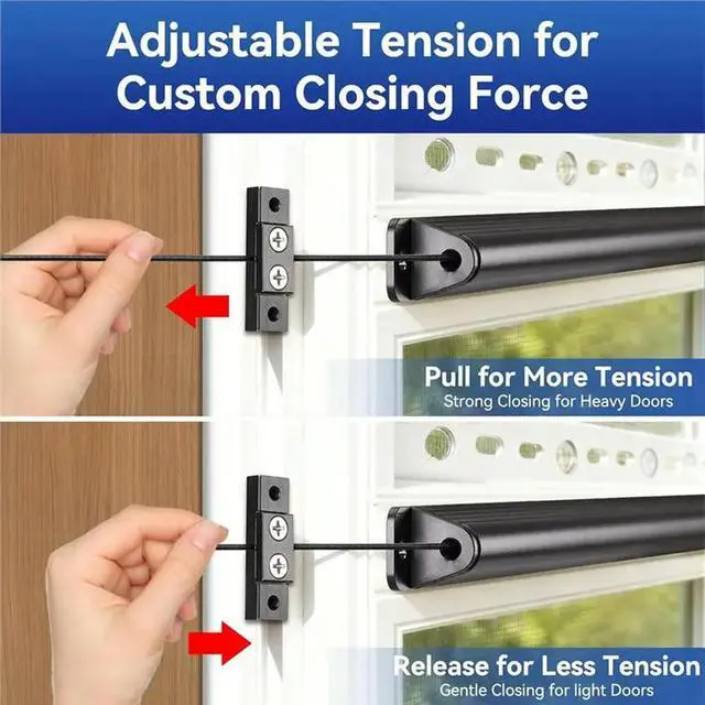 Alt view image 2 of 6 - Built-In Spring Auto-Closing RV Screen Door Closer, Device Aluminum Body Adjustable Tension, Works With Most RV