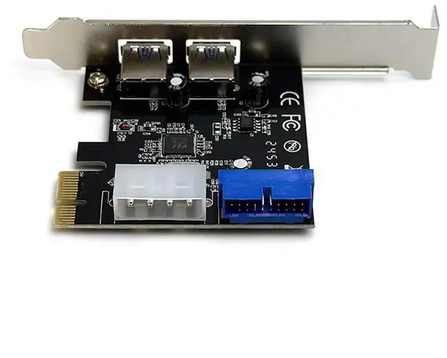 Alt view image 3 of 6 - USB 3.0 PCI-E Expansion Card Adapter External 2 Port USB3.0 Hub Internal 20pin Connecter PCI-E Card