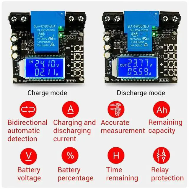 Main image of 6V-60V 30A LCD Charge Discharge Controller Low Voltage Cut Off Switch Coulometer Voltage Monitor Protection