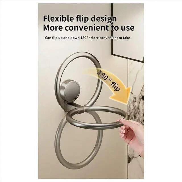 Alt view image 3 of 6 - No Need to Drill Suction Cup Bathroom Towel Ring Kitchen Rag Rack Toilet Wall Hanging Hand Towel Ring Kitchen Rag Rack