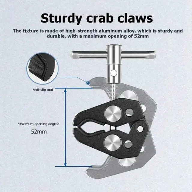 Alt view image 3 of 6 - Aluminum Super Clamp With 1/4" To 5/8" Thread Hole Mic Holder With Crab Clip For Gopro/DSLR Mount Camera Monitor Light