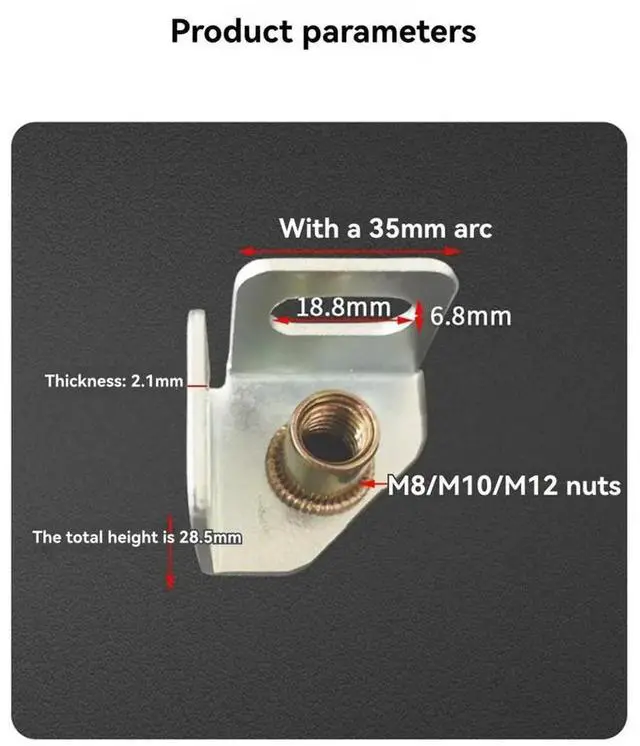 Alt view image 3 of 6 - Rack Casters Accessories Carbon Steel Base Fittings Base Wheels Casters Angle Iron Connecting Wheel Accessories M10