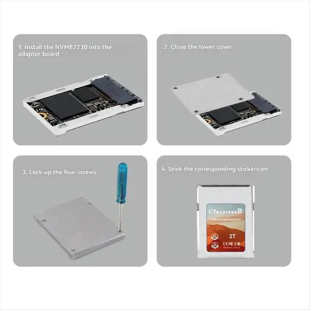 Alt view image 2 of 6 - M.2 NVME 2230 Adapter Card M.2 NVME Expansion Support for M.2 SSD 2230 to CFExpress Type-B Adapter Card Converter