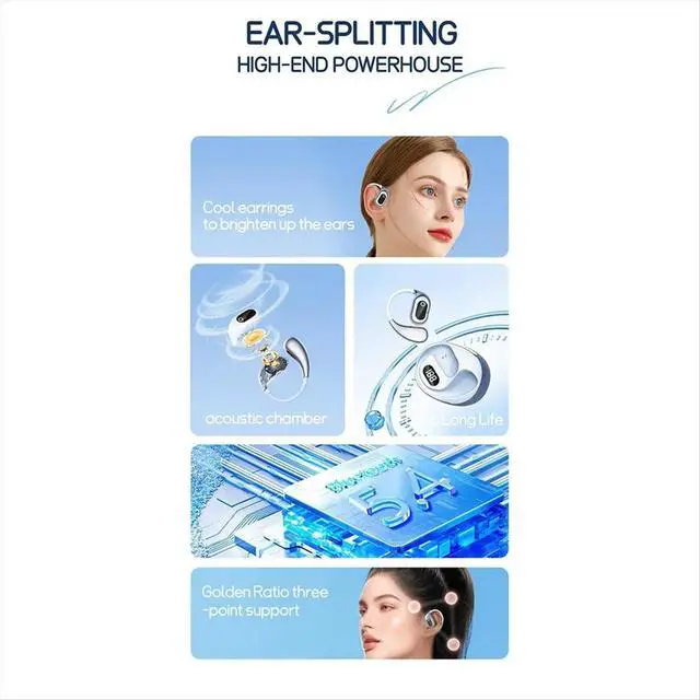 Alt view image 2 of 6 - Translator Earbuds OWS Bluetooth 5.4 Headphones AI Real Time Language Translation Two-Way Device White
