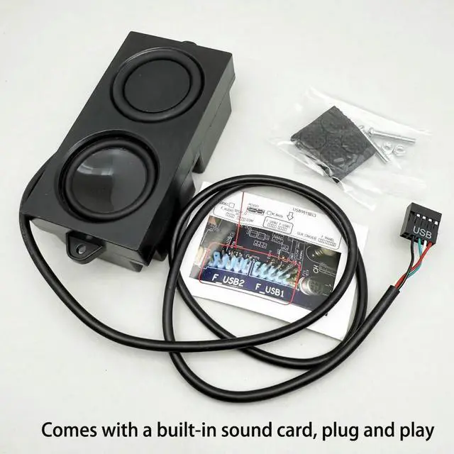 Alt view image 2 of 3 - 9Pin USB speakers for PC 5W with sound card plug and play built-in speaker for computer