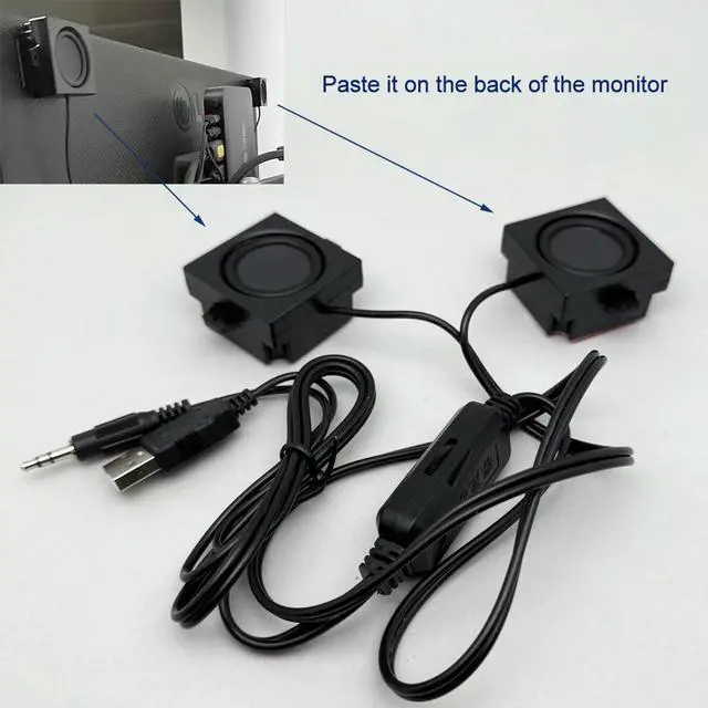 Alt view image 3 of 3 - 4040 USB mini speaker for PC laptop Paste type 3.5mm audio input plug and play