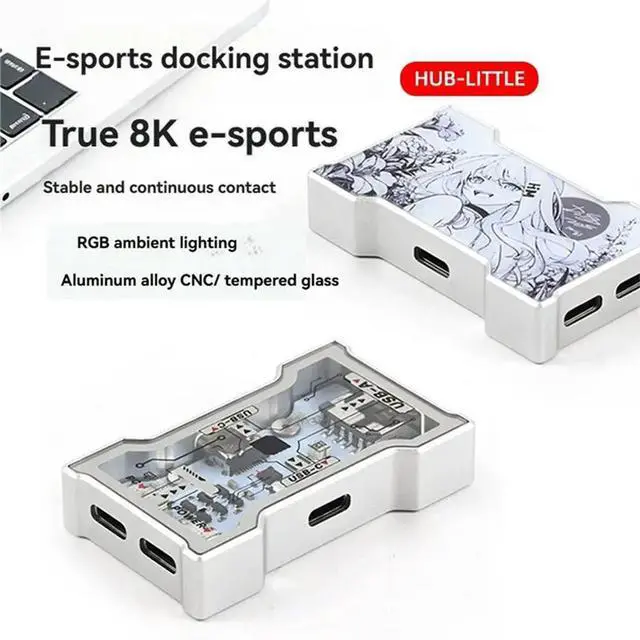 Alt view image 2 of 6 - HMHUB With Stand-HMHUB Lite-Gaming USB HUB 2-To-3 Port Extender, 8K Hz High Speed, OLED Display Button Control