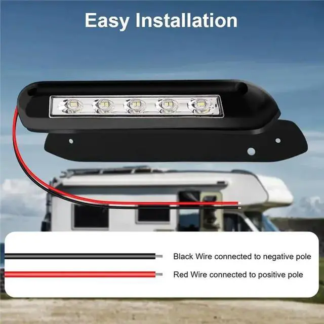 Alt view image 2 of 6 - RV For Caravan Van Trailer LED Awning Porch Light 12V/24V Waterproof Exterior Lamp White Light