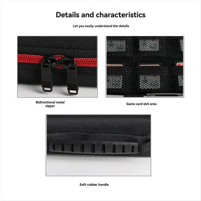 Alt view image 6 of 6 - Game Console Hard Shell Carrying Case for 3DS XL 3DS Game Card Accessories Protective Bag Red & Black