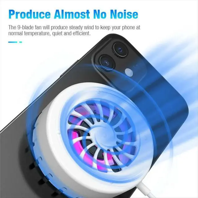 Alt view image 6 of 6 - Mobile Phone Magnetic Charger Cooling Fan Cooler Radiator for Magsafe phones Charger Fan White