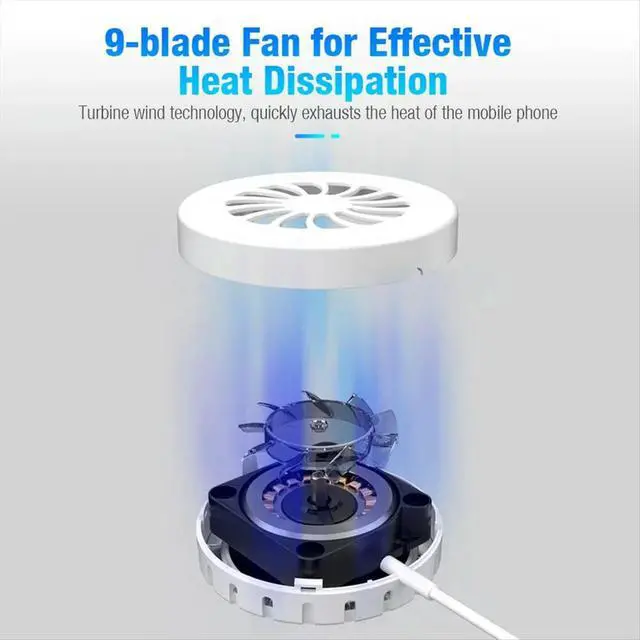 Alt view image 5 of 6 - Mobile Phone Magnetic Charger Cooling Fan Cooler Radiator for Magsafe phones Charger Fan White