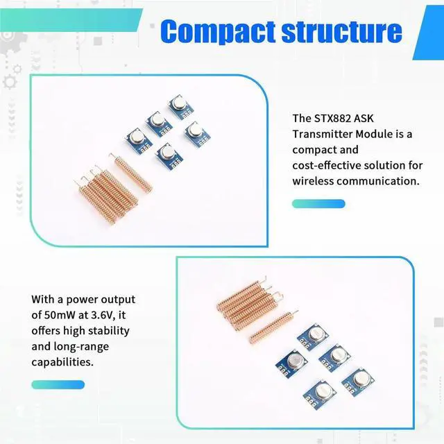 Alt view image 5 of 6 - 5PCS STX882-433 Low Cost Transmitter Module for ASK Small Range RF in 433MHz TX Module