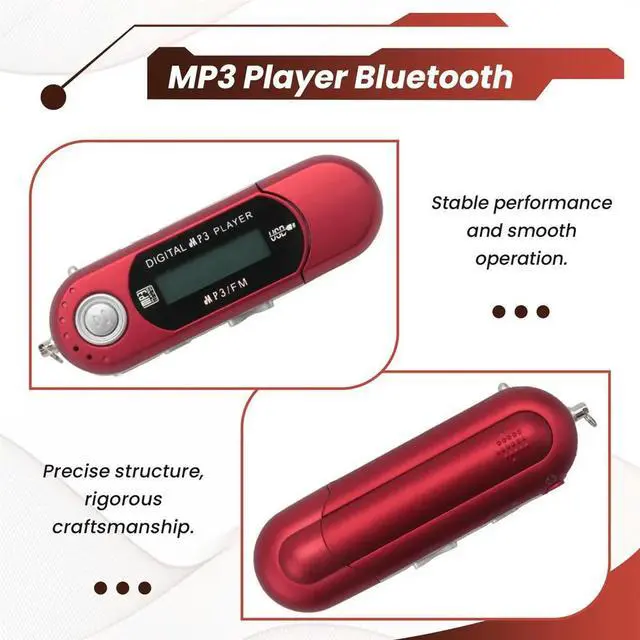 Alt view image 4 of 6 - USB MP3 Player Music Player Digital LCD Screen Bluetooth FM Radio Multifunction MP3 Music Player Red