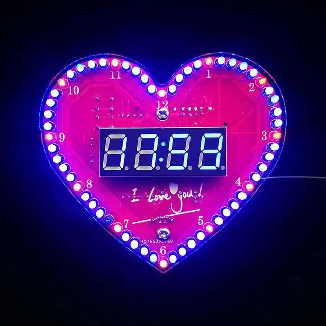 Alt view image 3 of 6 - diy electronic clock kit heart-shaped led soldering project time/temperature display for beginner(not assembled