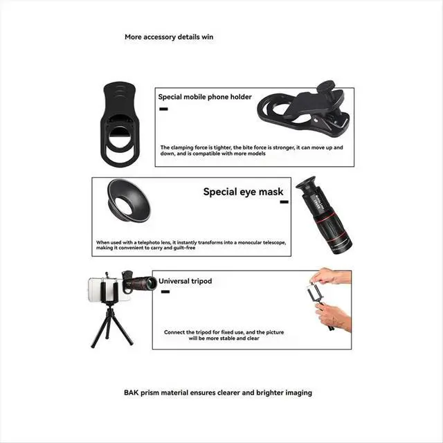 Alt view image 3 of 6 - Universal Mobile Phone Telephoto Lens 18x Zoom External Camera Lens for Concerts Sports and Travel Photography