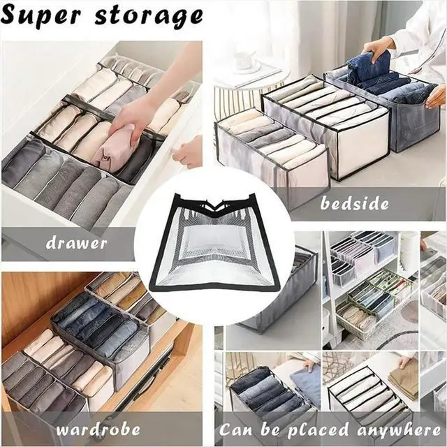 Alt view image 2 of 6 - 6PC- Closet Organizer for Socks Home Separated Underwear Box 7/9/11 Grids Jeans Bra Organizer Foldable Drawer