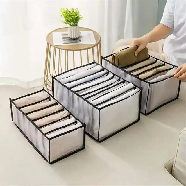Alt view image 3 of 6 - 6PC- Closet Organizer for Socks Home Separated Underwear Box 7/9/11 Grids Jeans Bra Organizer Foldable Drawer