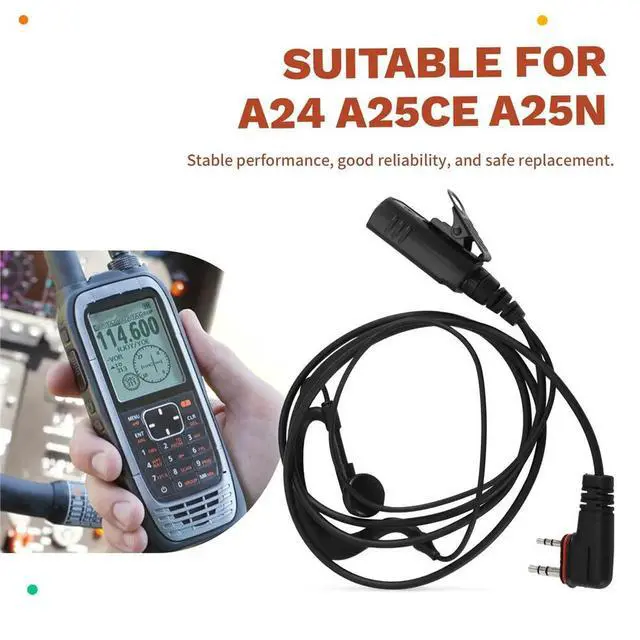 Alt view image 2 of 6 - uyuy Walkie Talkie Earhook Headset for ICOM A24, A25CE, A25N Aviation Two-Way Radios Headphones Accessory