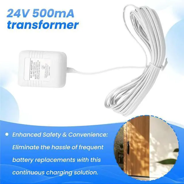 Alt view image 3 of 6 - Doorbell Transformer 24V Adapter for Ring Video Doorbell, 16.4ft Long C Wire Power Supply, for Most Video Doorbells US