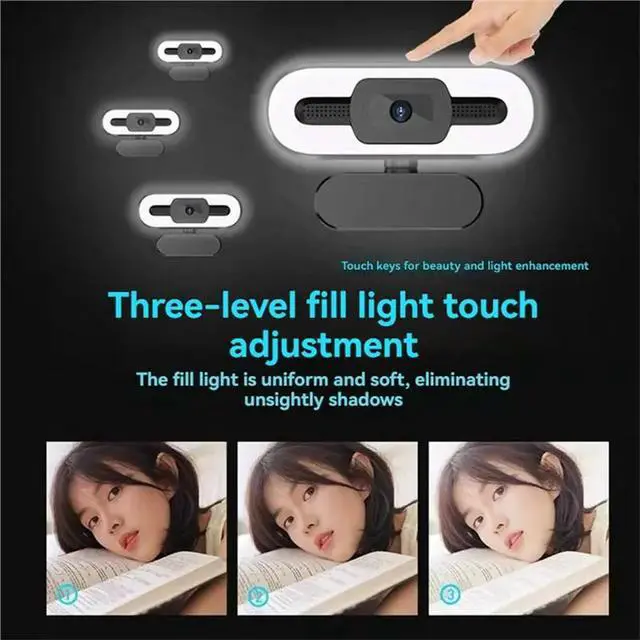 Alt view image 3 of 3 - Live Stream 4K 12MP Autofocus Webcam 3264X2448 30Fps With Fill Light Microphone For PC Laptop Video Call