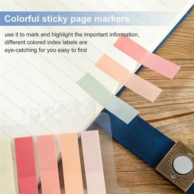 Alt view image 3 of 6 - YM-4800 Pcs Sticky Index Tabs, 4 Sheets Morandi Strip Index Tabs, Writable Page Sticky Notes With Ruler For Page Marking