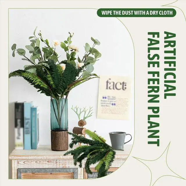 Alt view image 2 of 3 - Artificial Ferns for Outdoors & Indoors,Large Faux Ferns Fake Boston Fern Plant for Planter Garden Porch Entrance B
