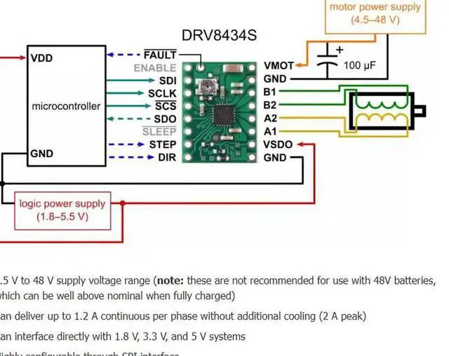 Alt view image 2 of 3 - ti 3766 DRV8434S SPI Stepper Motor Driver Carrier, 2A Max