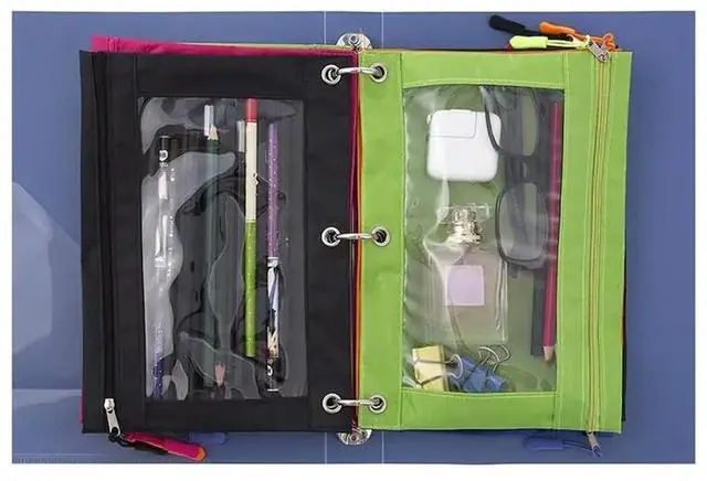 Alt view image 3 of 6 - Pencil Case 3-Ring Binder Pouch 10Pcs With Clear Window For School Supplies