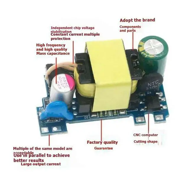 Alt view image 3 of 6 - AC-DC 220V To 5V 2A Buck Voltage Regulator Module 10Pcs Low Ripple Switching Power Supply For Electronics Converter