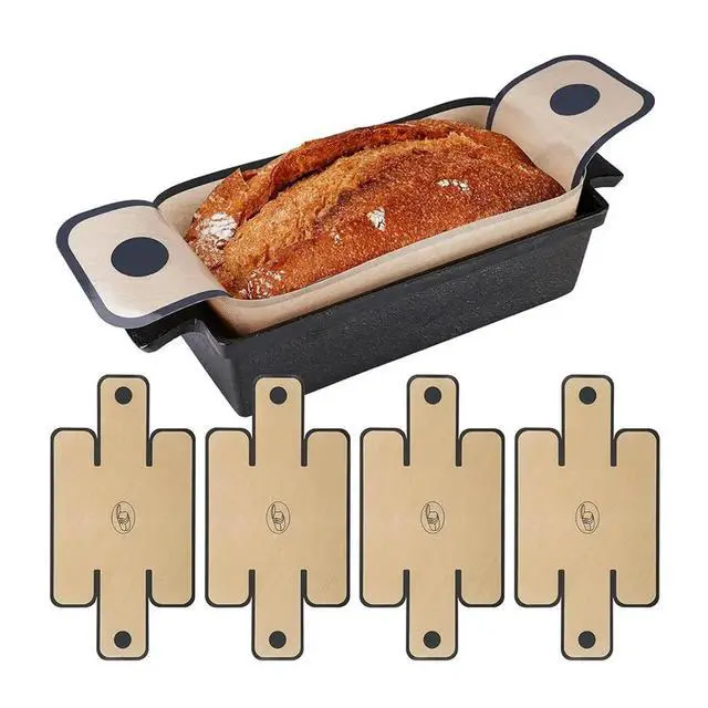Alt view image 6 of 6 - 4 Pack Silicone Bread Loaf Pan Liners, Reusable and Nonstick Silicone Bread Sling, Fit for 9.5x5,10x5 Inch Loaf Pans,