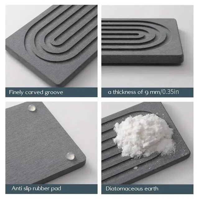Alt view image 6 of 6 - Faucet Mat for Kitchen Sink,Diatomite Fast Drying Stone Sink Tray,Faucet Splash Guard for Bathroom Counter Small