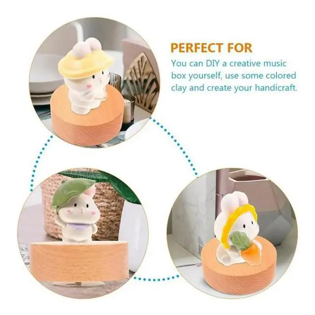 Alt view image 4 of 6 - Music Box Mechanism You are My Sunshine Base, Hand-Crank Wooden DIY Craft Music Box Mechanism for Wife