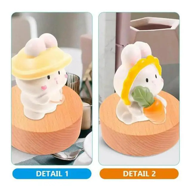 Alt view image 6 of 6 - Music Box Mechanism You are My Sunshine Base, Hand-Crank Wooden DIY Craft Music Box Mechanism for Wife