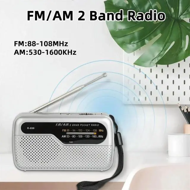 Alt view image 5 of 6 - Radio Pocket FM AM Radio with Earphone Jack for Emergency Hurricane Running Walking Home Black