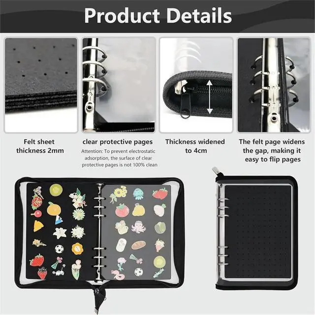Alt view image 4 of 6 - Enamel Pin Display Book with 8 Pages Transaction Collection Trading Pins Board Organizer Binder