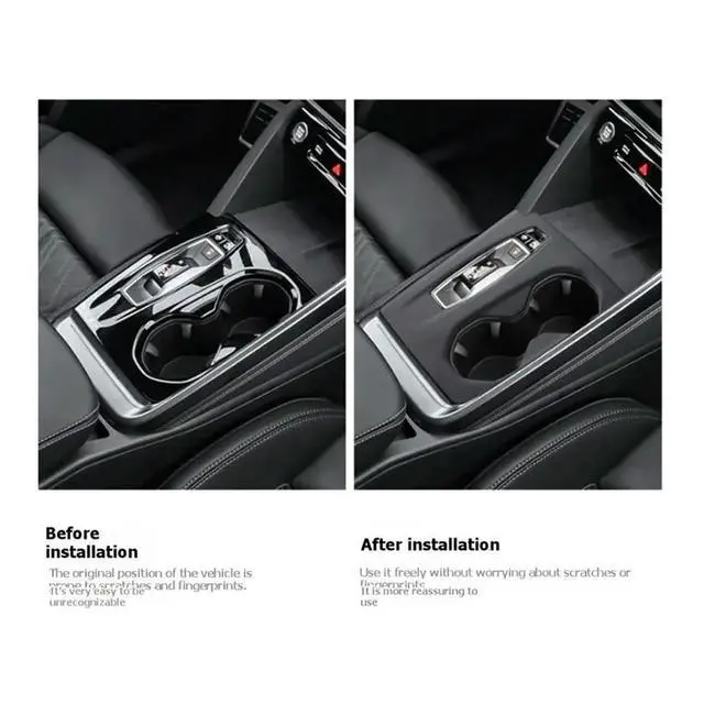 Alt view image 3 of 6 - Shift Panel Frame Central Control Cup Holder Trim Frame PU Leather Protector Panel Lid For Audi Q5 2026