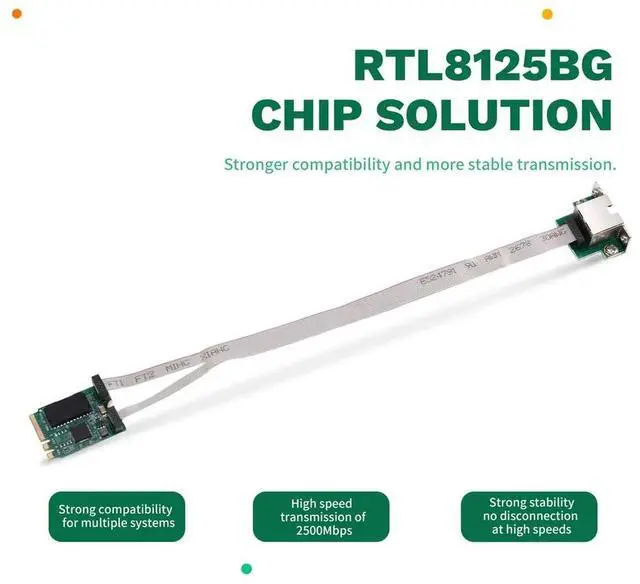 Alt view image 6 of 6 - 2.5Gb Network Adapter M.2 A+E to RJ45 COM Port RTL8125BG Chip 2.5G/1G/100Mbps Gigabit Ethernet LAN Card for Desktop PC