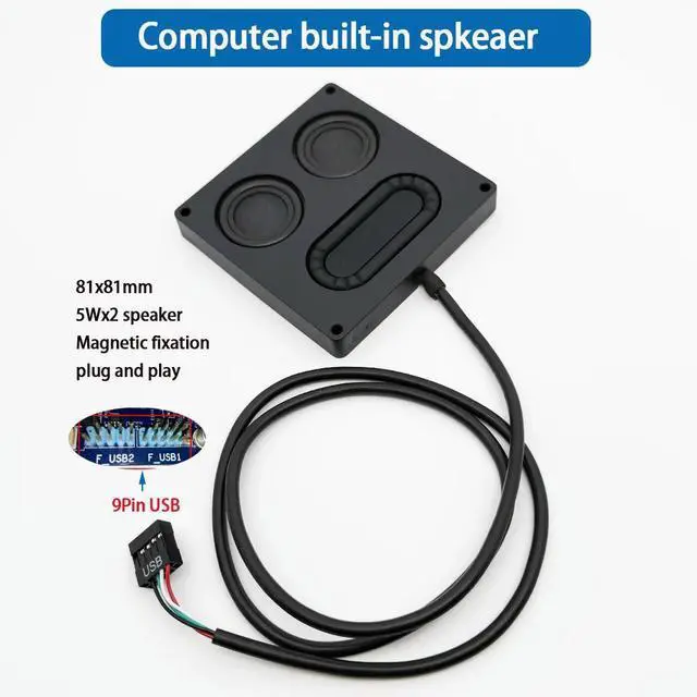 Main image of Built in speaker for computer host 9Pin USB connector with sound card Dual channel 5Wx2 ultrathin 81x81x11mm