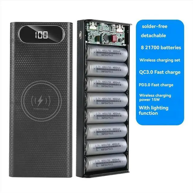 Main image of Power Bank DIY Shell Case Charger Box with Lighting Function 8x21700 Shell Organize 22.5W+15W