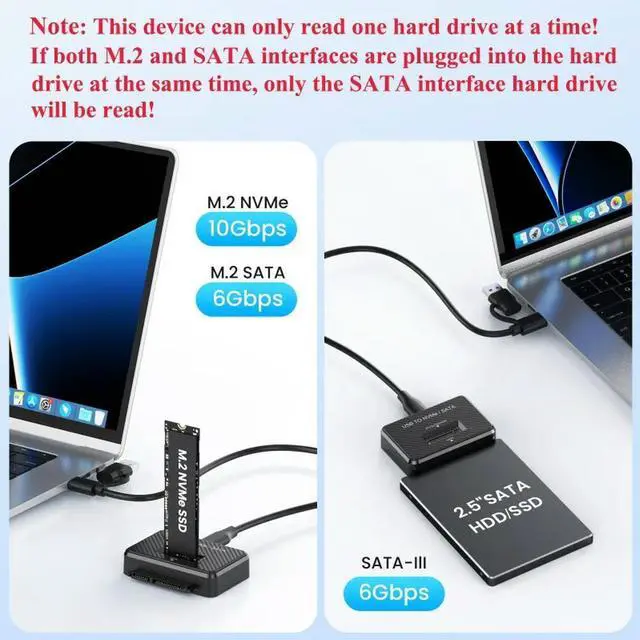 Alt view image 3 of 3 - M2 SATA NVMe SSD To USB 3.1 10Gbps Direct Plug for 2.5 Inch SATA SSD HDD Disk Drive Adapter M2 SSD Enclosure Docking Base