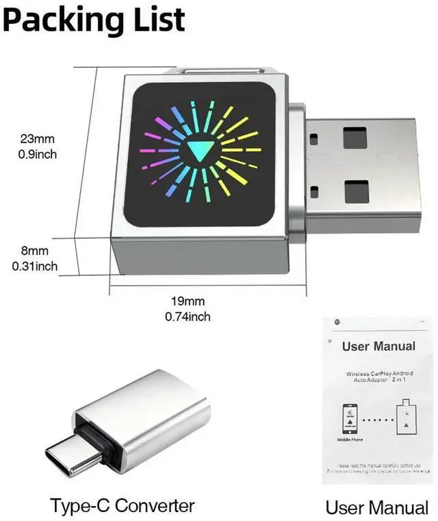 Main image of Universal 2IN1 CarPlay Android Auto USB Adapter Dongle Mini Box Plug Play for VW Toyota Nissan Ford Benz