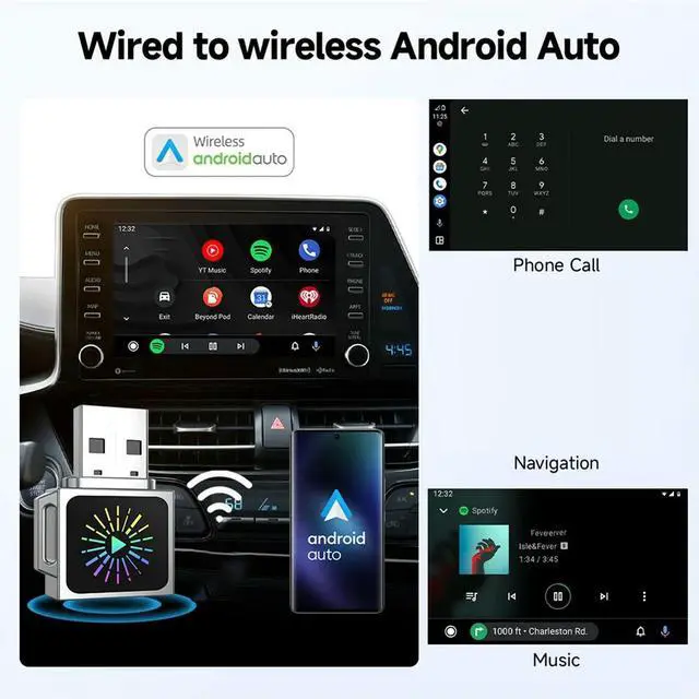 Alt view image 2 of 6 - Universal 2IN1 CarPlay Android Auto USB Adapter Dongle Mini Box Plug Play for VW Toyota Nissan Ford Benz