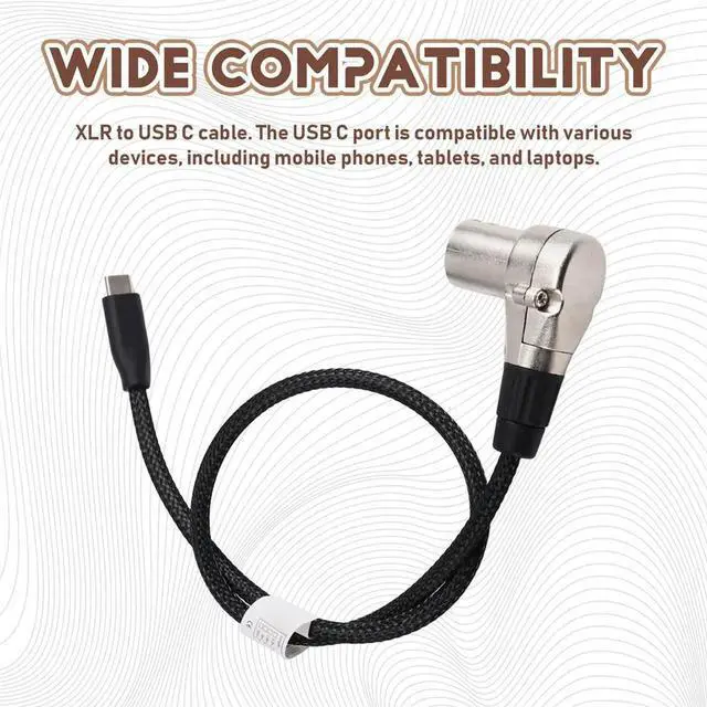 Main image of USB C to XLR Converter Adapter Cable,Type C to Right Angle 3Pin XLR Male Audio Cord for Amplifier,Mixer Console Male