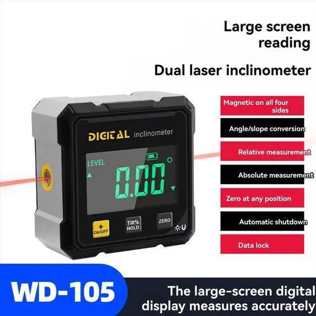 Main image of Woodworking Tools 4-Sided Magnetic Inclinometer Digital Angle Measuring Instrument with Tilt Measurement
