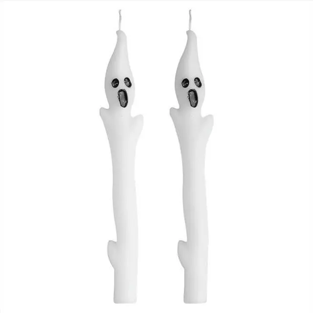 Alt view image 3 of 3 - Halloween Decorations Indoor - 2PCS Spooky Ghost Candles, 9.8 Inch Halloween Taper Candles for Party Decor, Home Table